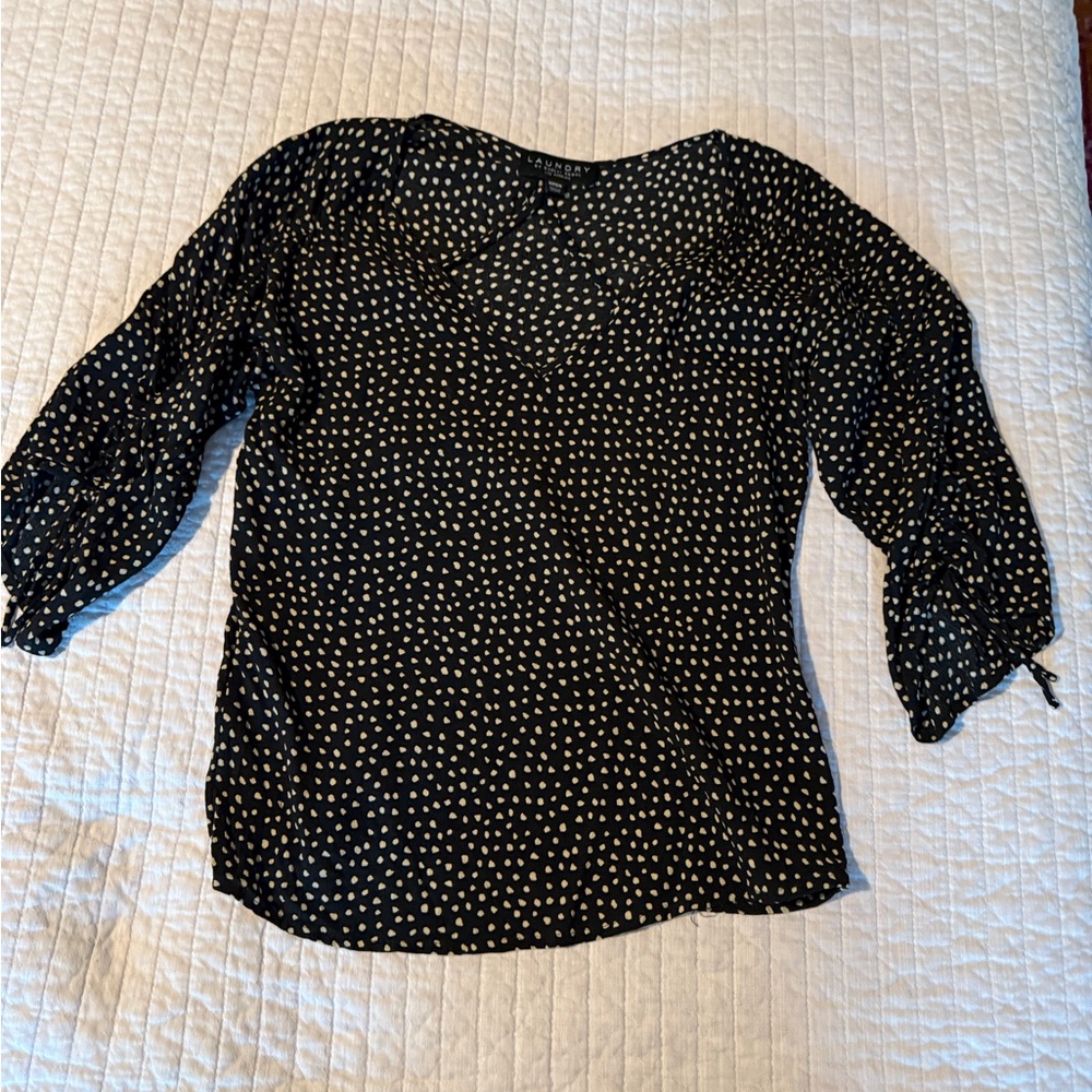 Laundry By Shelli Segal Black and White Dotted Blouse